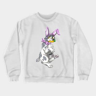 Bobtail BunnyCat: Grey Bicolor (Pink) Crewneck Sweatshirt